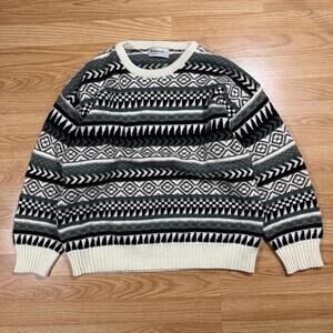 Vintage Jantzen Patterned Knit Sweater Wool Blend Large